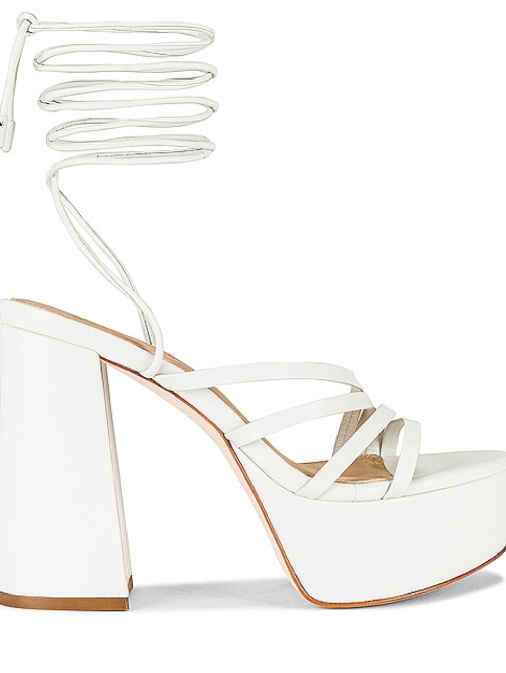 EUC Black Suede Studio Elsa Platform Heeled Sandal in White